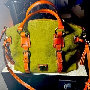 Dooney & Bourke suede leather sage green Bristol satchel - w/original dust bag